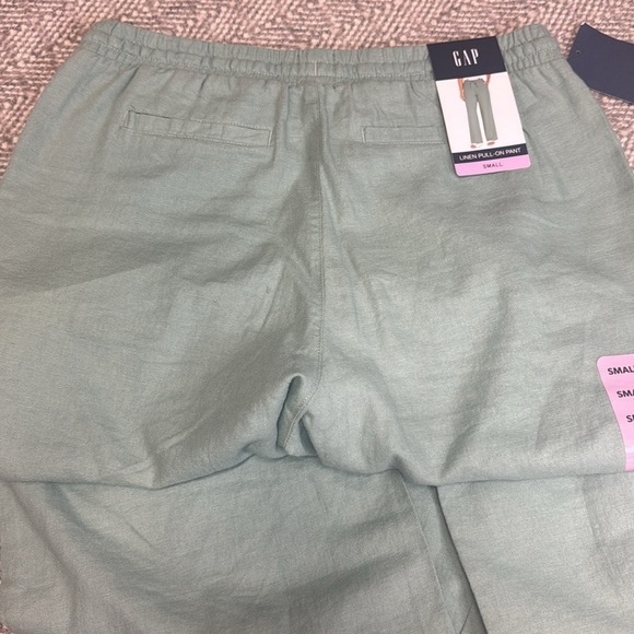 NEW GAP Women's Drawstring Elastic Waist Linen Pull‎ On Pant Granite Green Small - Picture 5 of 5